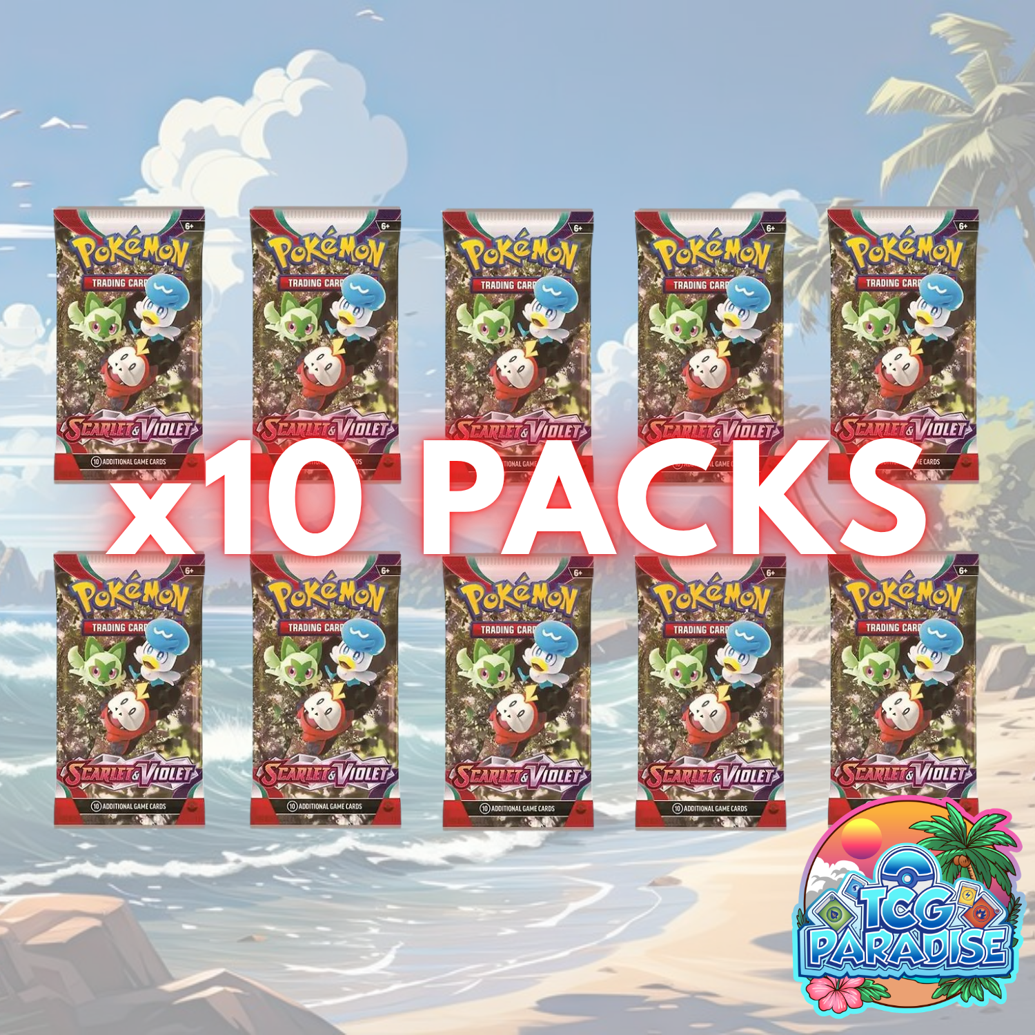 Ten Pokemon TCG Scarlet & Violet booster packs, sealed