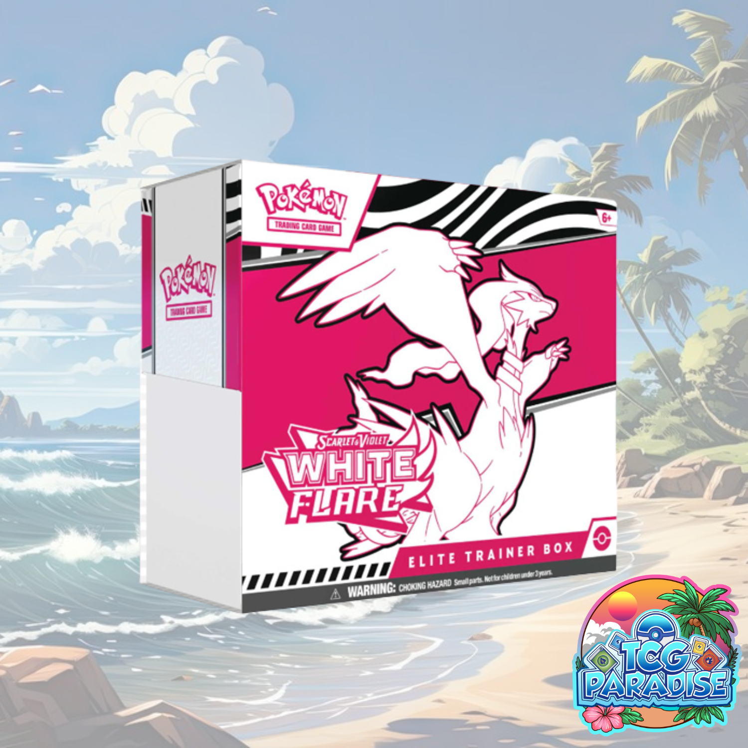 Pokemon TCG White Flare Elite Trainer Box with pink-and-white cover art