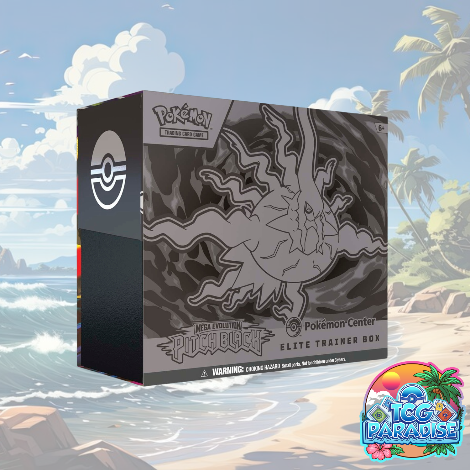 Pokemon TCG Pitch Black Elite Trainer Box with black dragon artwork